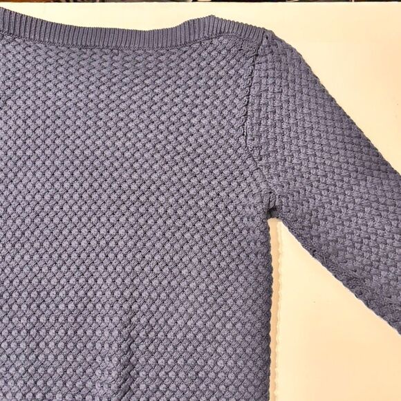 LL Bean Women's Sweater 100% Cotton Basket-Weave Boatneck Pullover Navy Blue XS - Picture 9 of 12
